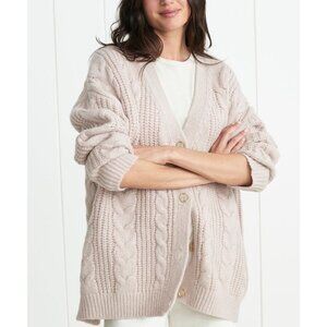 Jenni Kayne Wool Alpaca Blend Cable Knit Cocoon Cardigan Sweater Blush Size XXS